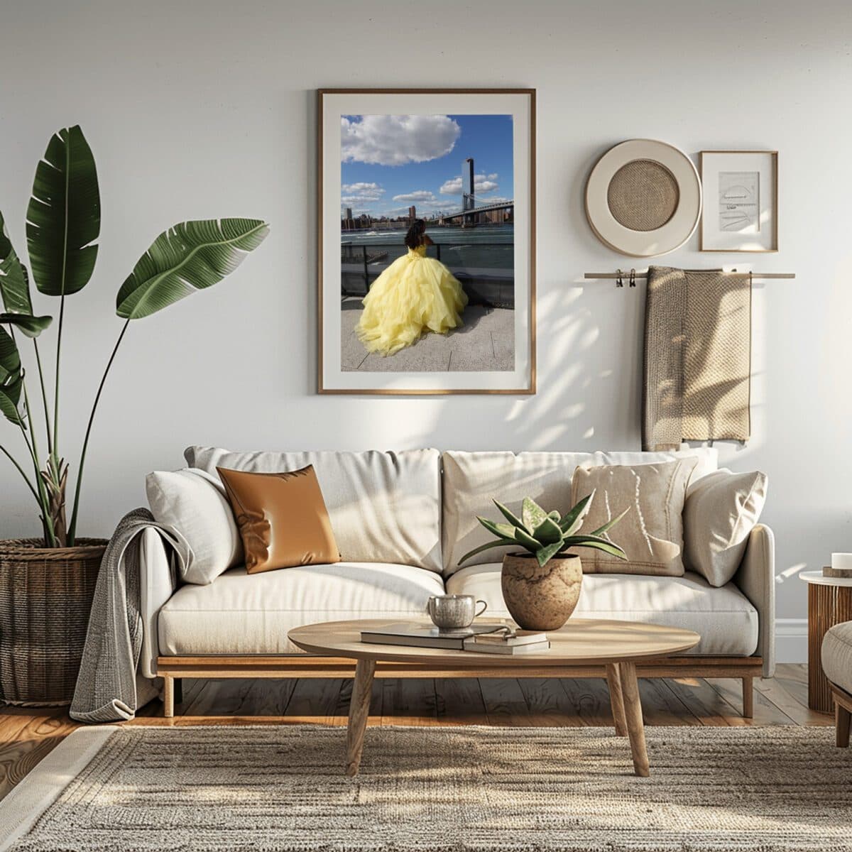 Debutante em amarelo ambientada em um interior
