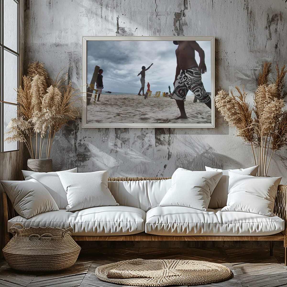 Infância na praia ambientada em um interior